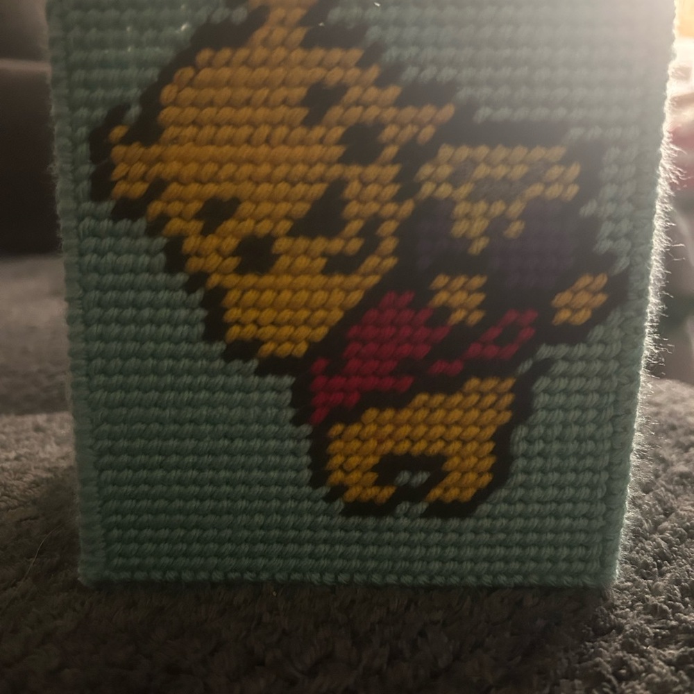 Handcrafted Winnie the Pooh Cross-Stitch Kleenex box cover